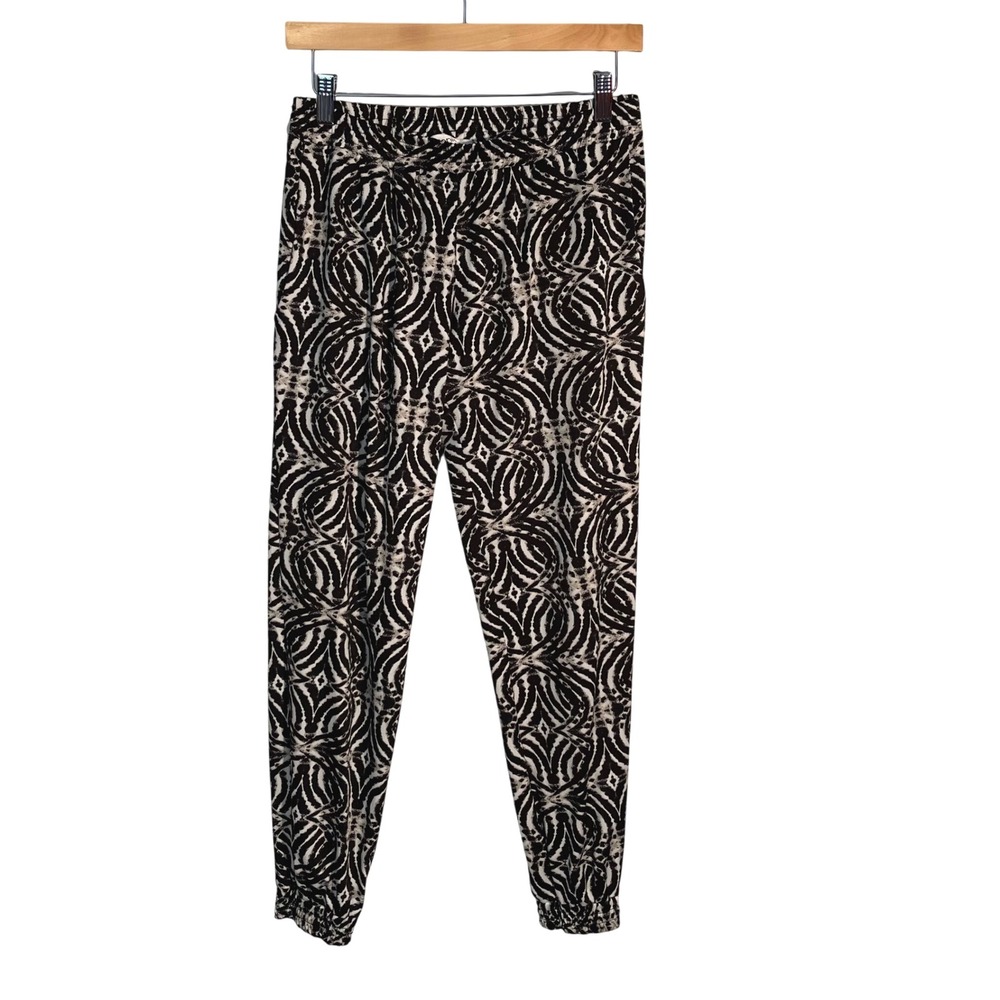 Veronica M Black White Abstract Print Jogger‎ Pants Women's Size S Elastic Waist